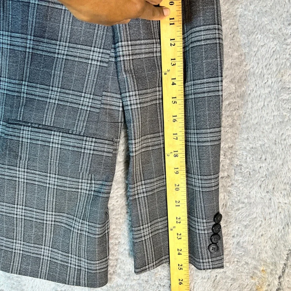 Apt. 9 Blazer Mens 40R Grey Glen Plaid Premier Flex Slim Fit Sport Coat